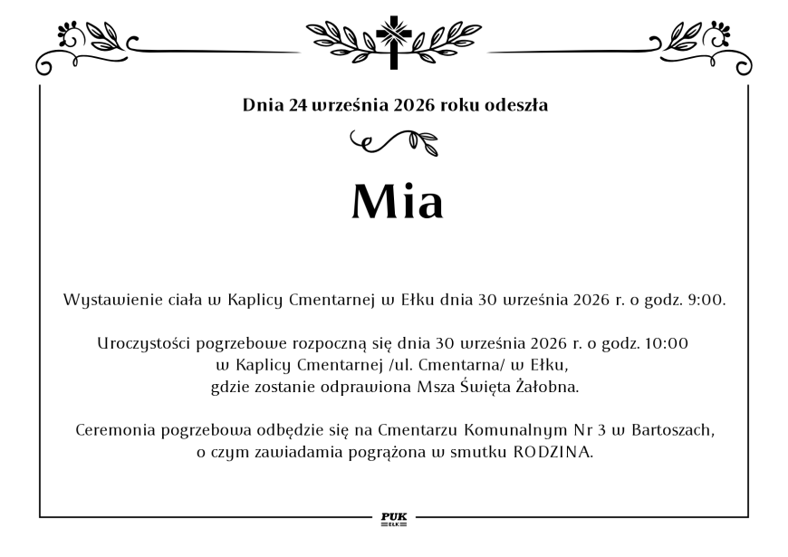 Mia - nekrolog